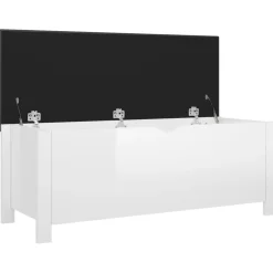 vidaXL Opbergbox met kussen 105x40x45 cm bewerkt hout hoogglans wit