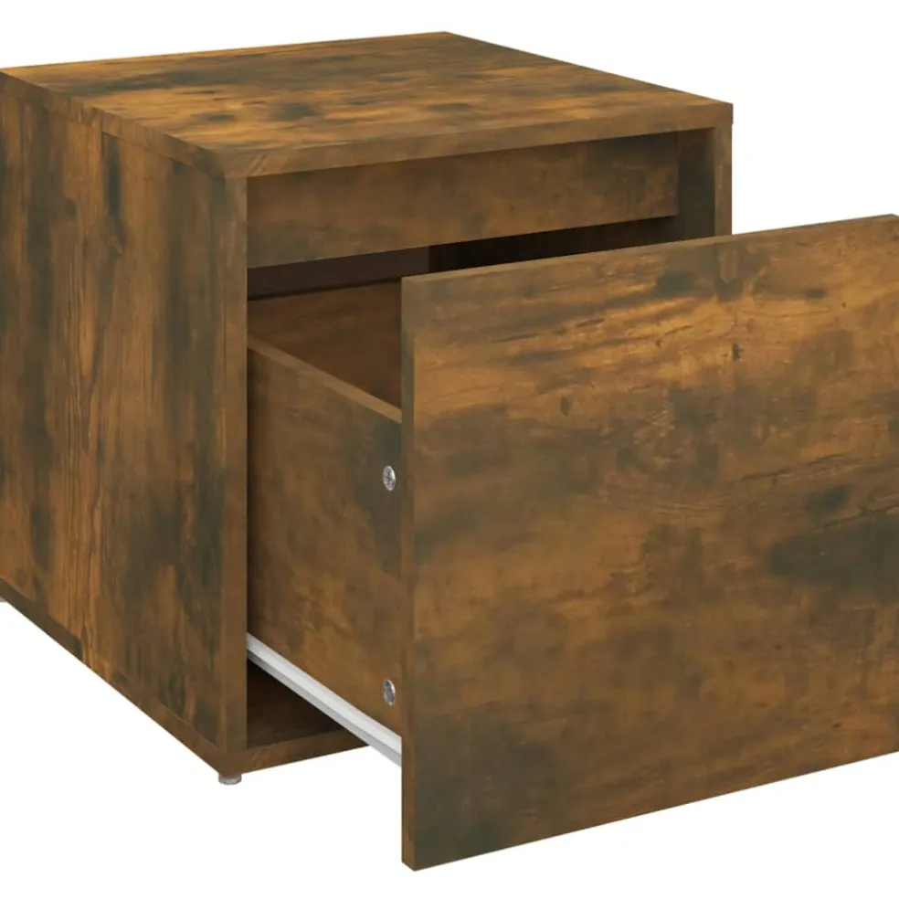 vidaXL Opbergbox met lade 40,5x40x40 cm bewerkt hout gerookt eiken