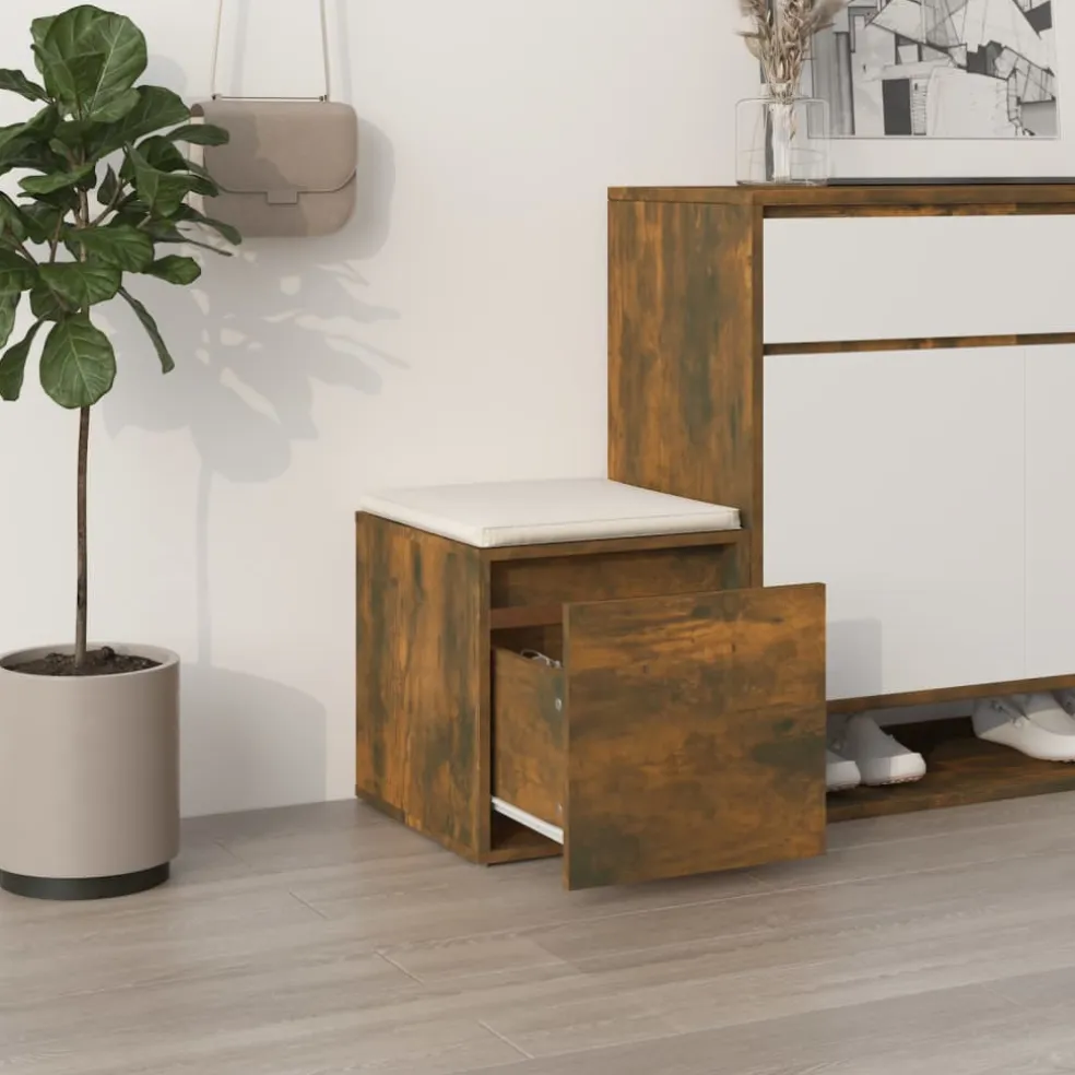vidaXL Opbergbox met lade 40,5x40x40 cm bewerkt hout gerookt eiken