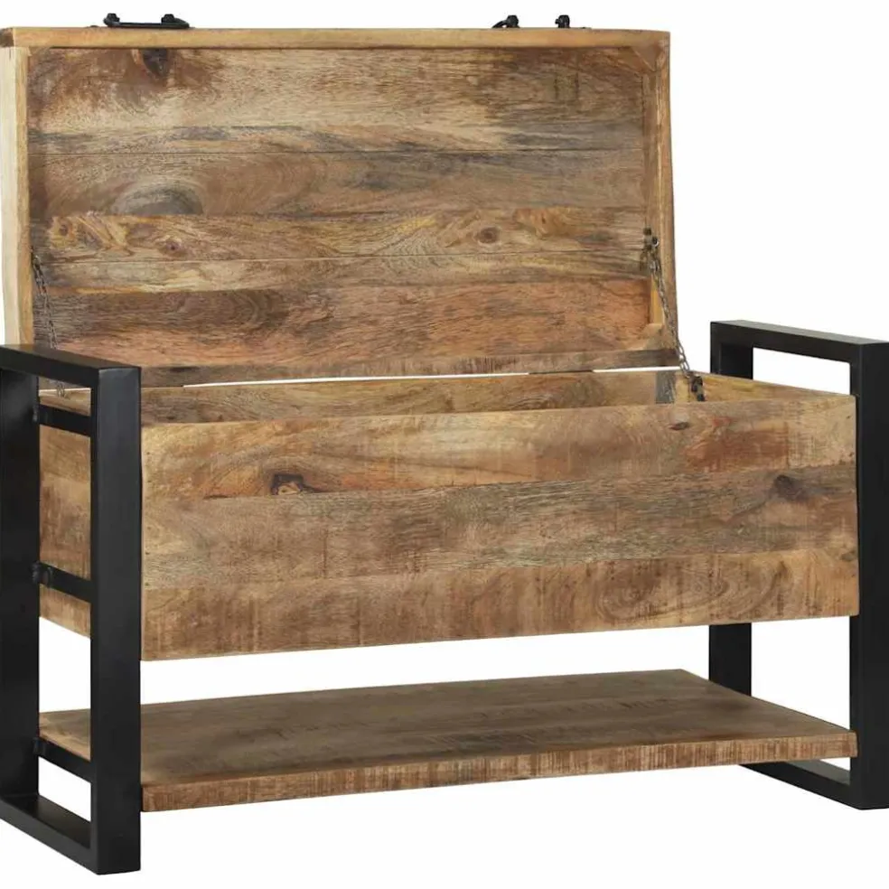 vidaXL Opbergbox met opslag Bruin 80 x 35 x 45 cm Massief mangohout