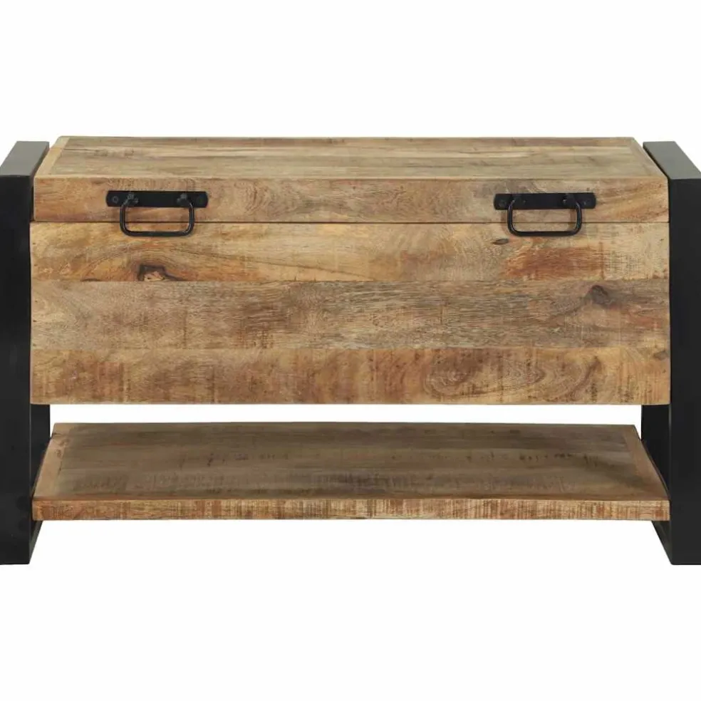 vidaXL Opbergbox met opslag Bruin 80 x 35 x 45 cm Massief mangohout