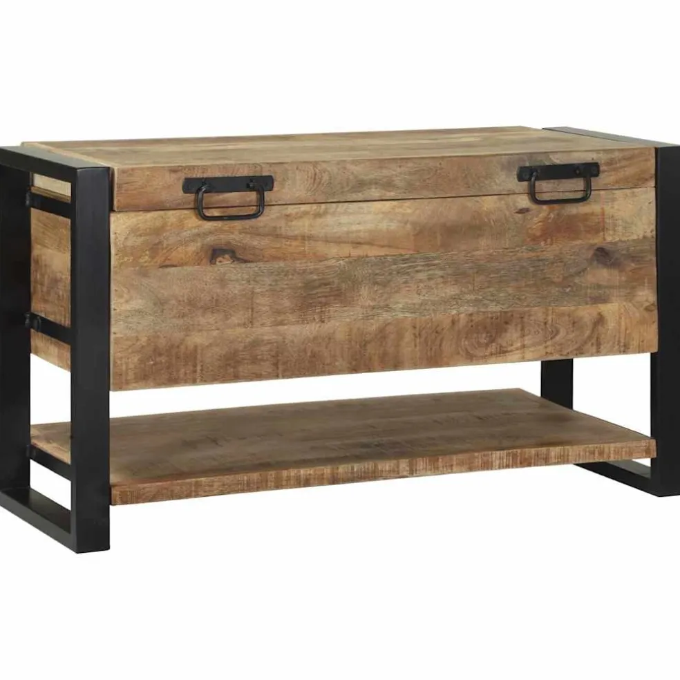 vidaXL Opbergbox met opslag Bruin 80 x 35 x 45 cm Massief mangohout