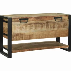 vidaXL Opbergbox met opslag Bruin 80 x 35 x 45 cm Massief mangohout