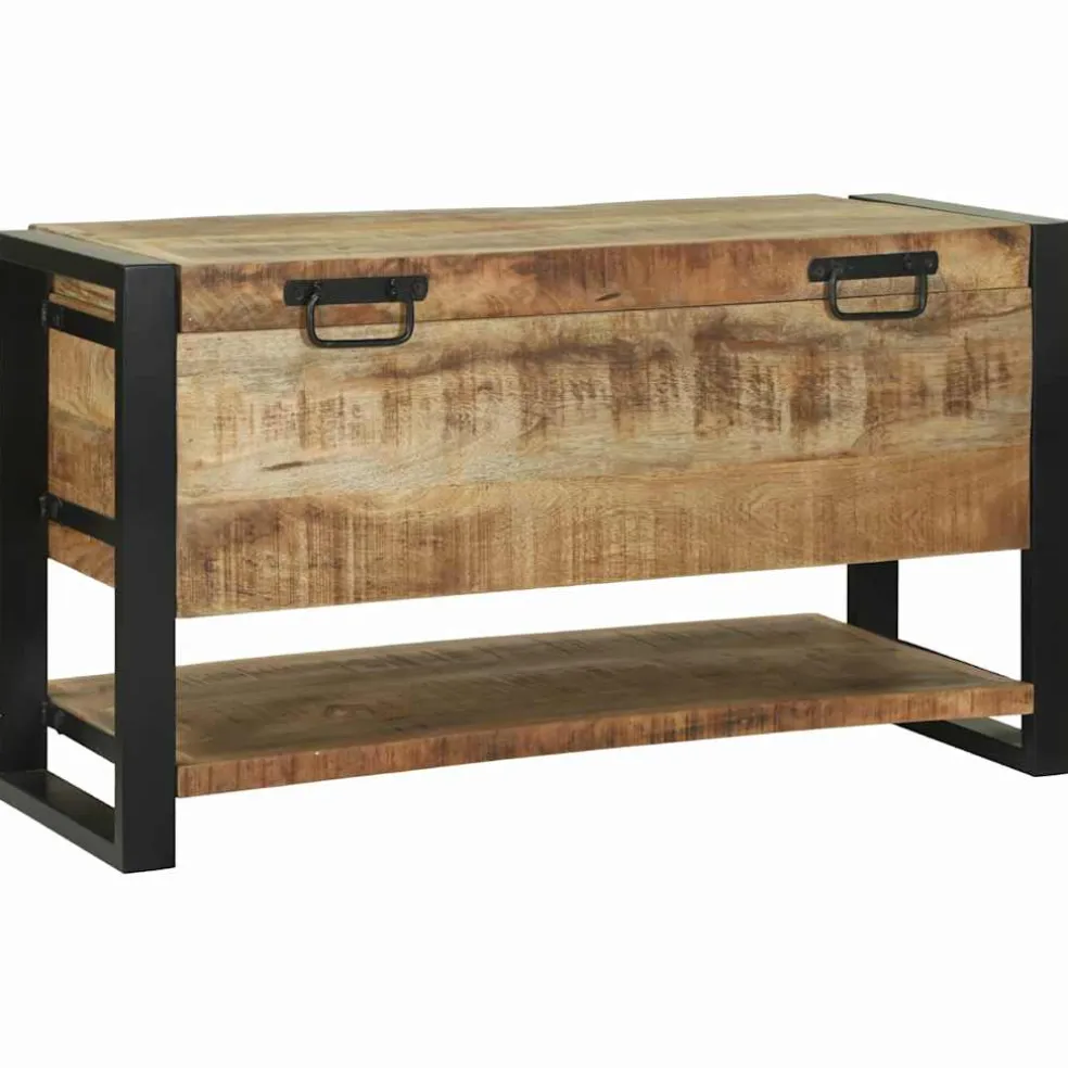 vidaXL Opbergbox met opslag Bruin 80 x 35 x 45 cm Massief mangohout