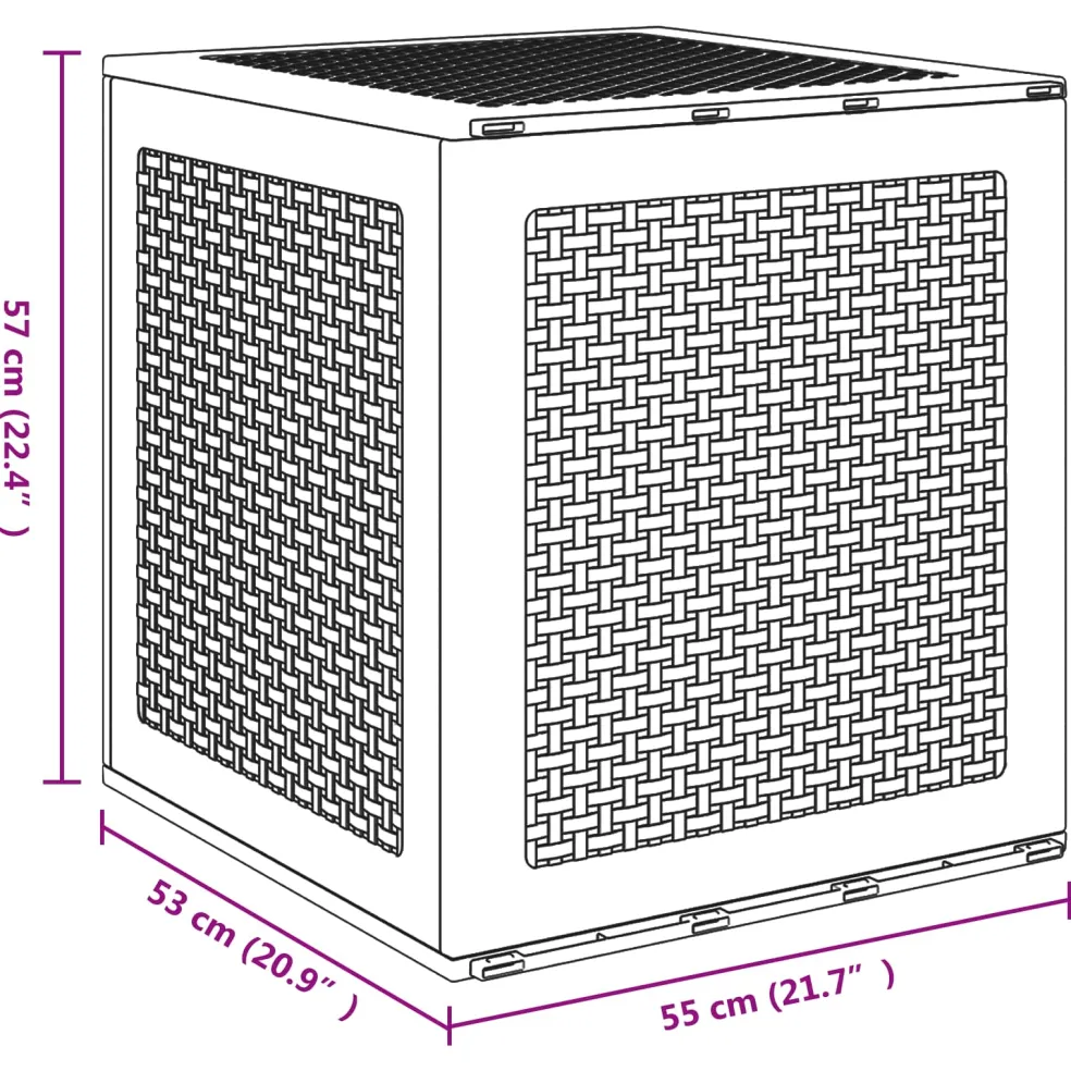 vidaXL Opbergbox met opslag Wit 55 x 53 x 57 cm Polypropyleen