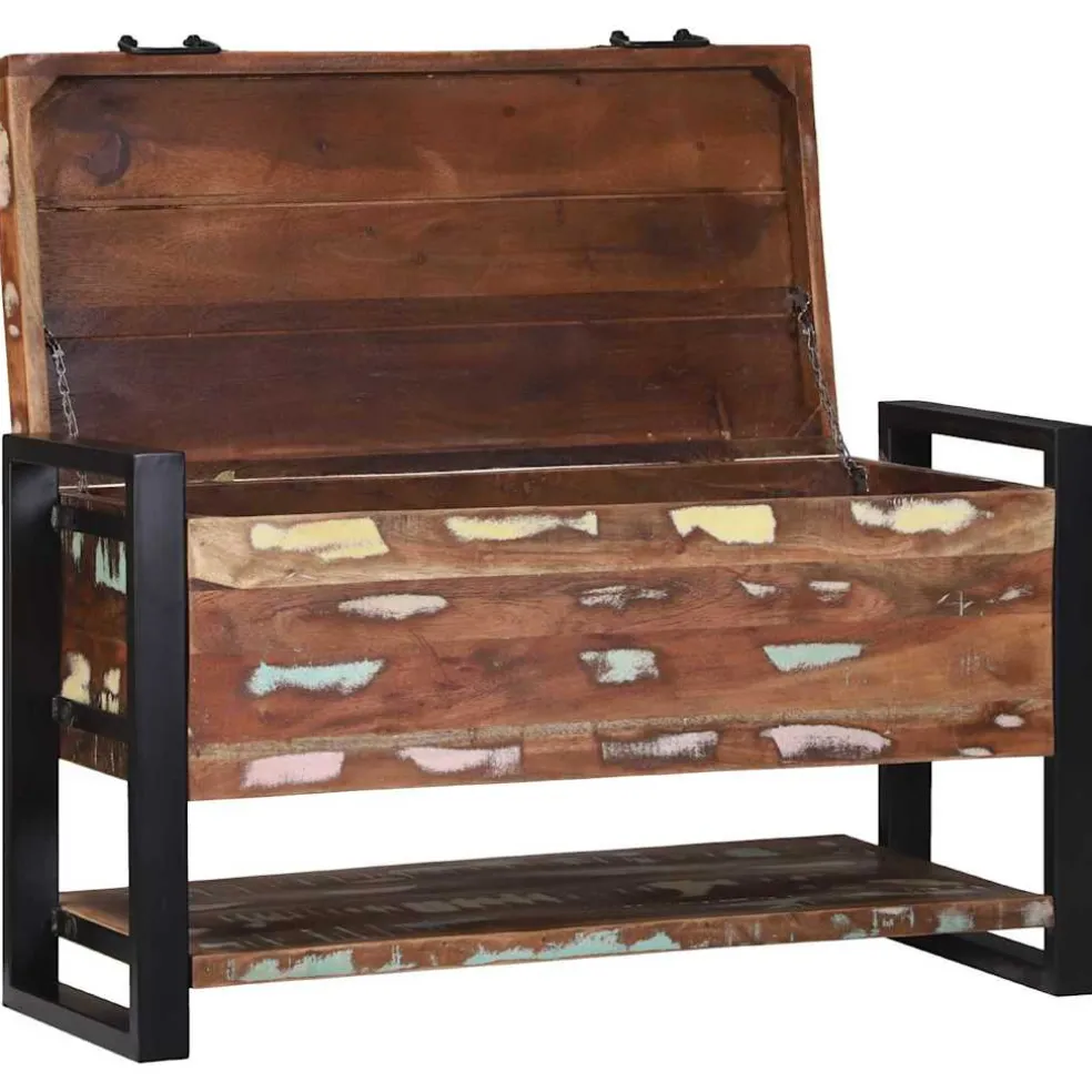 vidaXL Opbergbox Multikleur 80 x 35 x 45 cm Massief gerecycled hout
