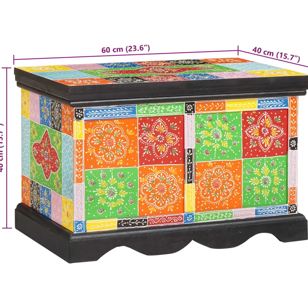 vidaXL Opbergbox Multikleur 60 x 40 x 40 cm Massief mangohout
