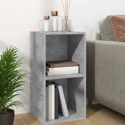 vidaXL Opbergbox voor LP's 71x34x36 cm bewerkt hout betongrijs