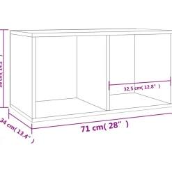 vidaXL Opbergbox voor LP's 71x34x36 cm bewerkt hout betongrijs