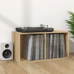 vidaXL Opbergbox voor LP's 71x34x36 cm bewerkt hout sonoma eikenkleur