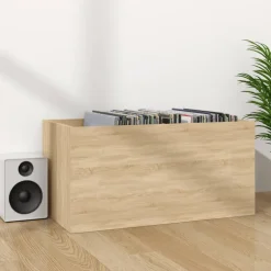 vidaXL Opbergbox voor LP's 71x34x36 cm bewerkt hout sonoma eikenkleur