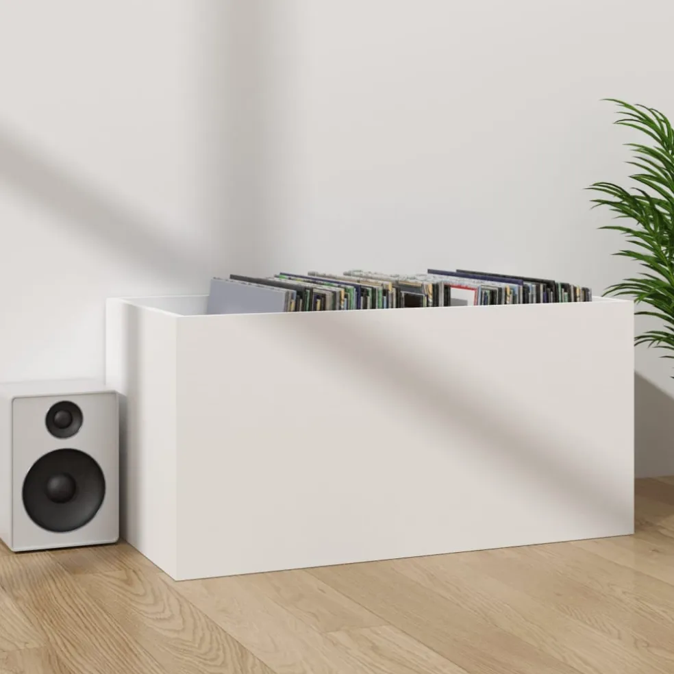 vidaXL Opbergbox voor LP's 71x34x36 cm bewerkt hout wit