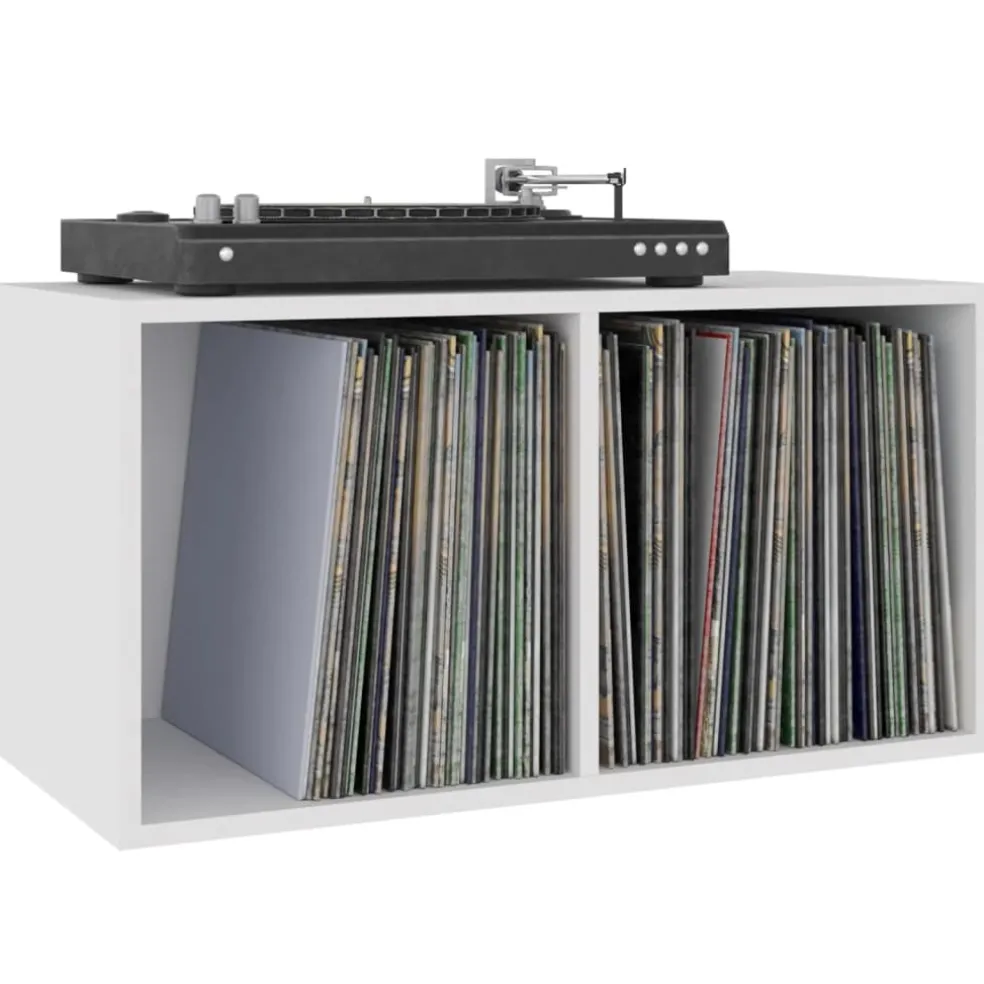 vidaXL Opbergbox voor LP's 71x34x36 cm bewerkt hout wit