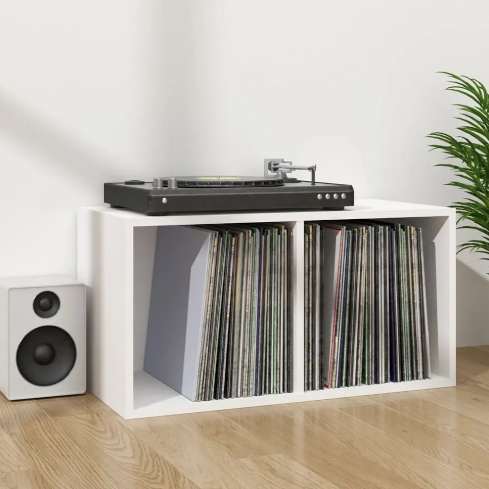 vidaXL Opbergbox voor LP's 71x34x36 cm bewerkt hout wit