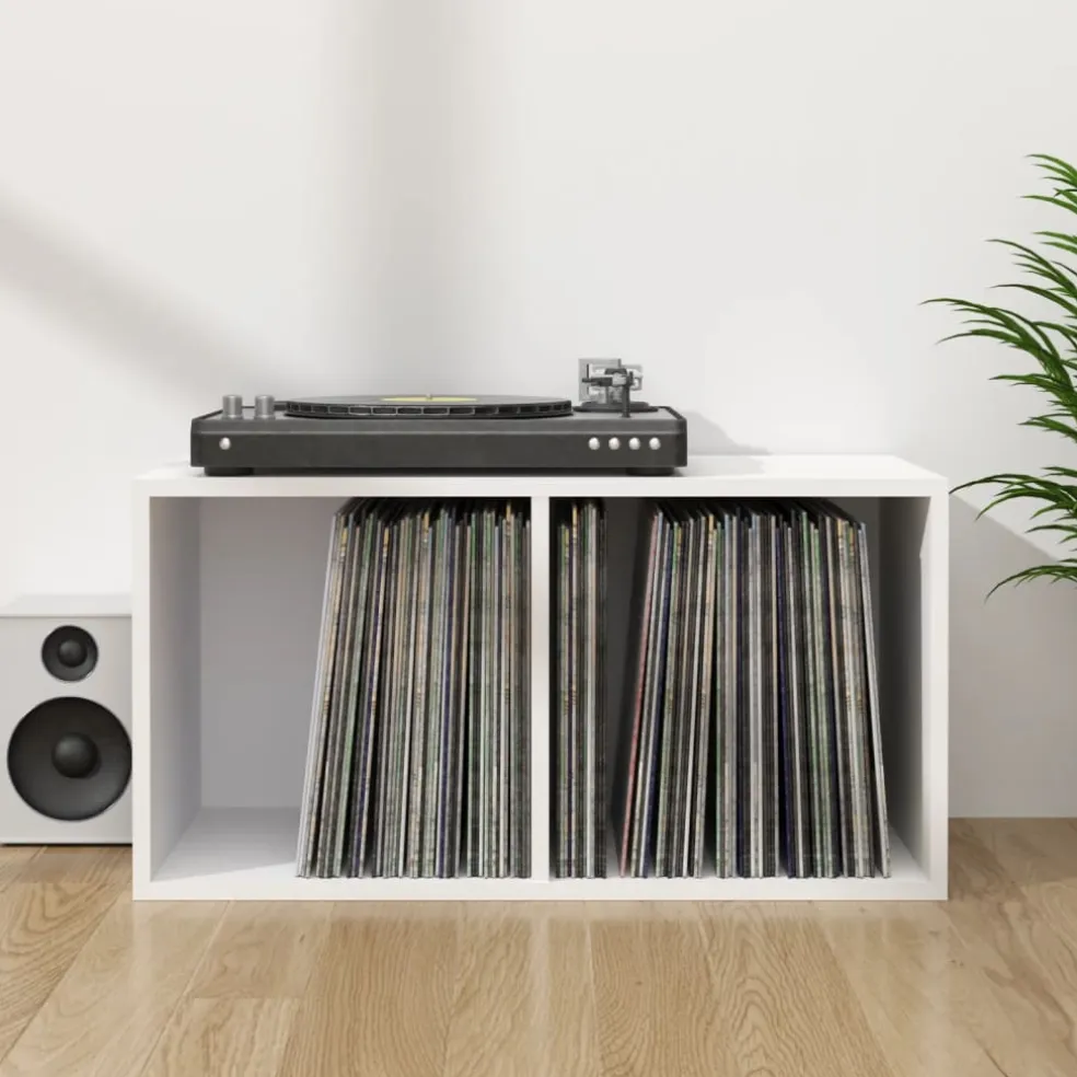 vidaXL Opbergbox voor LP's 71x34x36 cm bewerkt hout wit