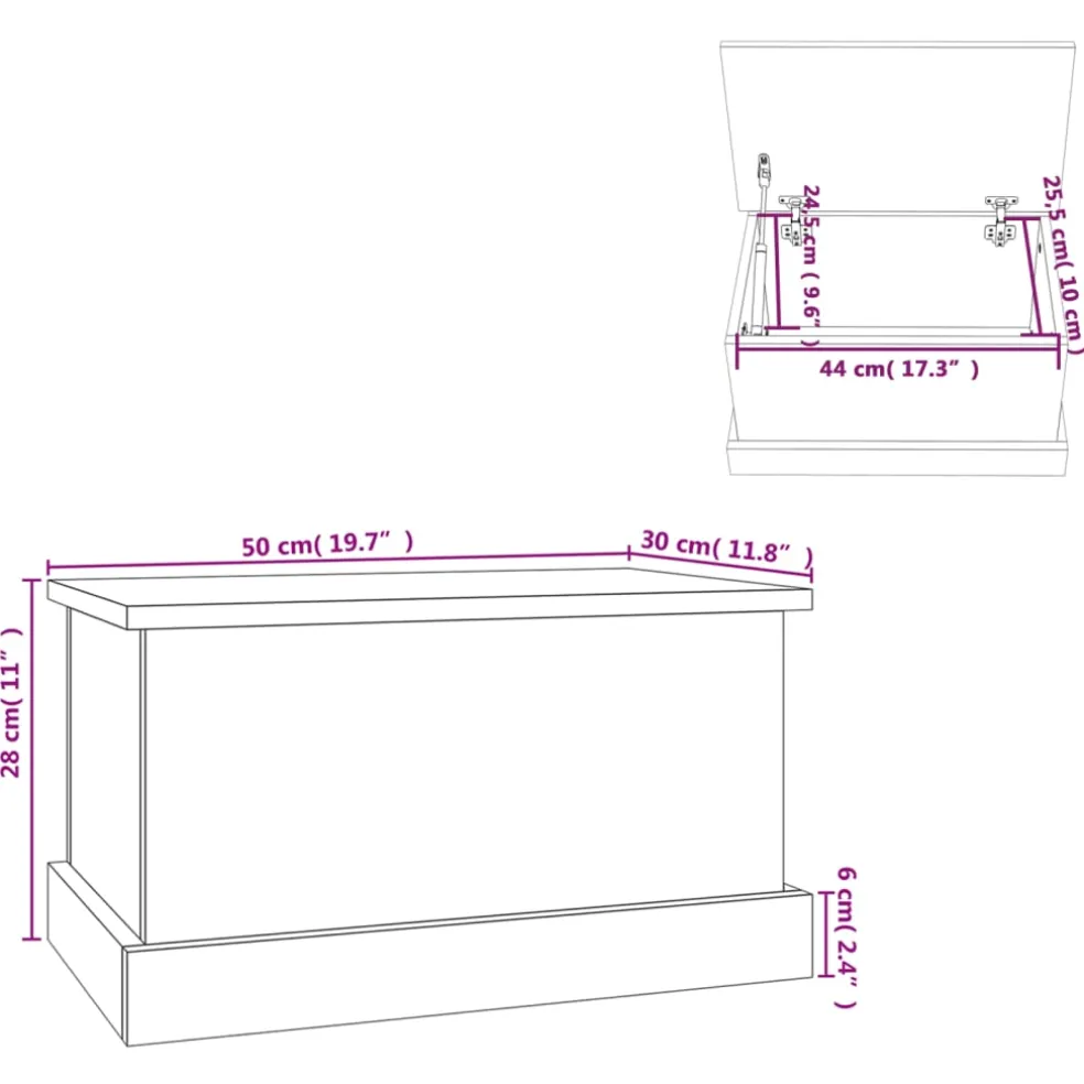 vidaXL Opbergbox 50x30x28 cm bewerkt hout grijs sonoma eikenkleurig