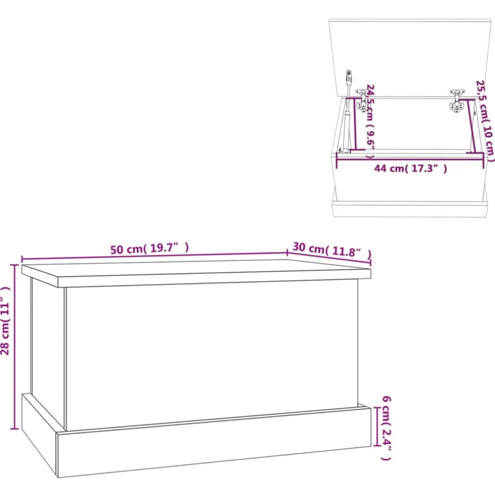 vidaXL Opbergbox 50x30x28 cm bewerkt hout gerookt eikenkleurig