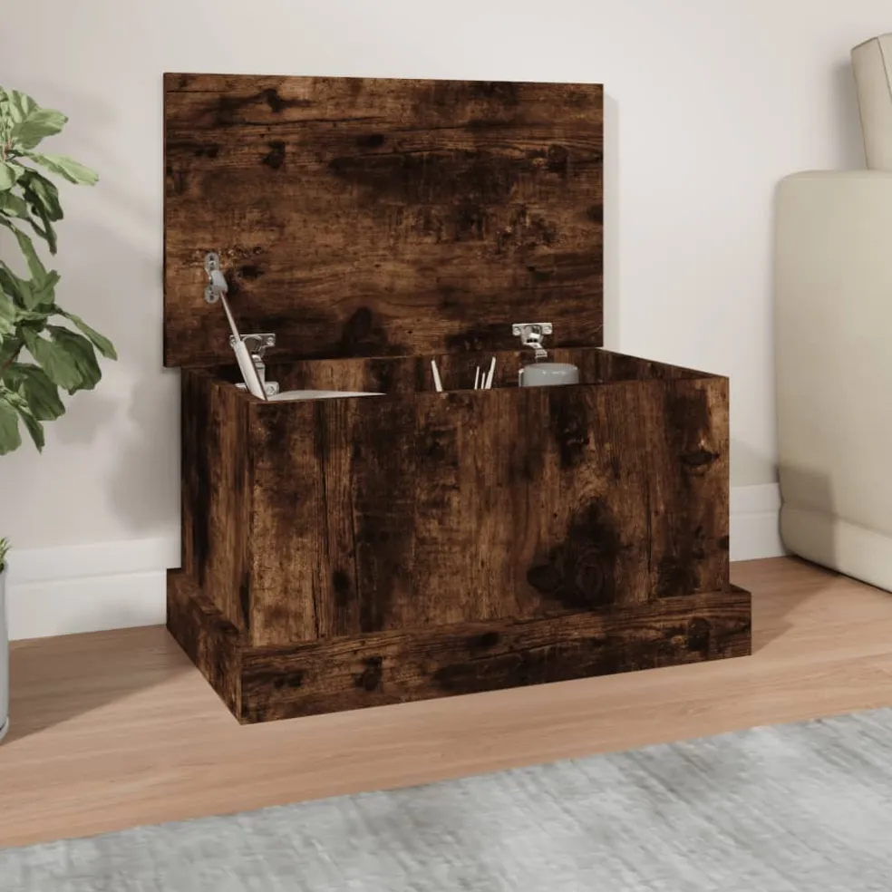 vidaXL Opbergbox 50x30x28 cm bewerkt hout gerookt eikenkleurig