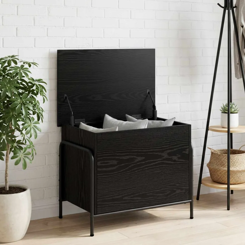 vidaXL Opbergbox Zwart eiken 80 x 40 x 49,5 cm Bewerkt hout