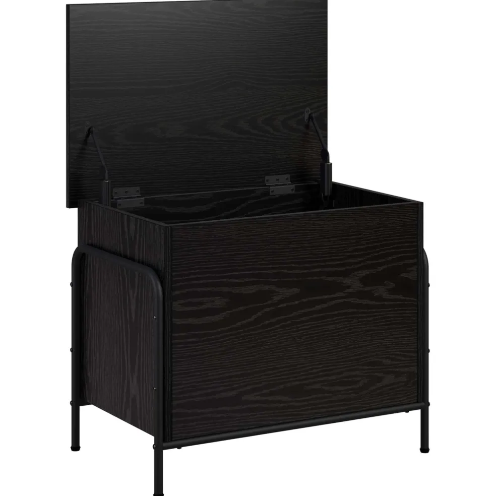 vidaXL Opbergbox Zwart eiken 80 x 40 x 49,5 cm Bewerkt hout