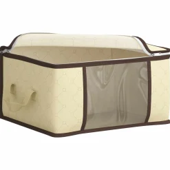 vidaXL Opbergdoos met Transparante Zijraam Crèmekleurig Nonwoven stof