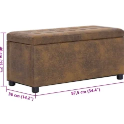 vidaXL Opberghocker 87,5 cm kunstsuède bruin