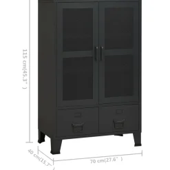 vidaXL Opbergkast industrieel 70x40x115 cm metaal zwart
