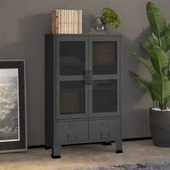 vidaXL Opbergkast industrieel 70x40x115 cm metaal antracietkleurig