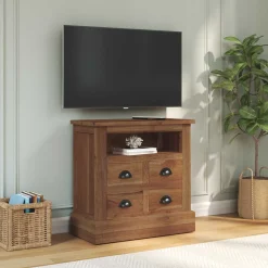vidaXL Opbergkast met lade Naturel 60 x 30 x 60 cm Massief Teakhout