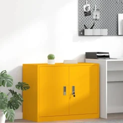 vidaXL Opbergkast Mosterdgeel 90 x 40 x 70 cm Staal