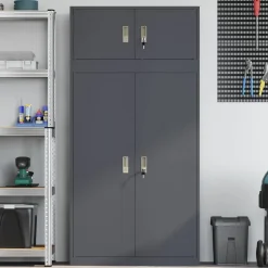 vidaXL Opbergkast 2 st Antraciet 90 x 40 x 180 cm Staal Vergrendelbaar