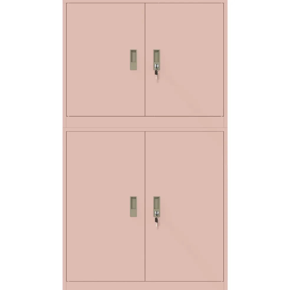 vidaXL Opbergkast 2 st Roze 90 x 40 x 160 cm Staal Vergrendelbaar