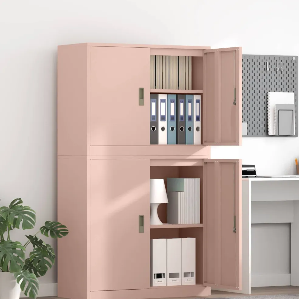 vidaXL Opbergkast 2 st Roze 90 x 40 x 160 cm Staal Vergrendelbaar