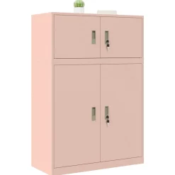 vidaXL Opbergkast 2 st Roze 90 x 40 x 130 cm Staal Vergrendelbaar