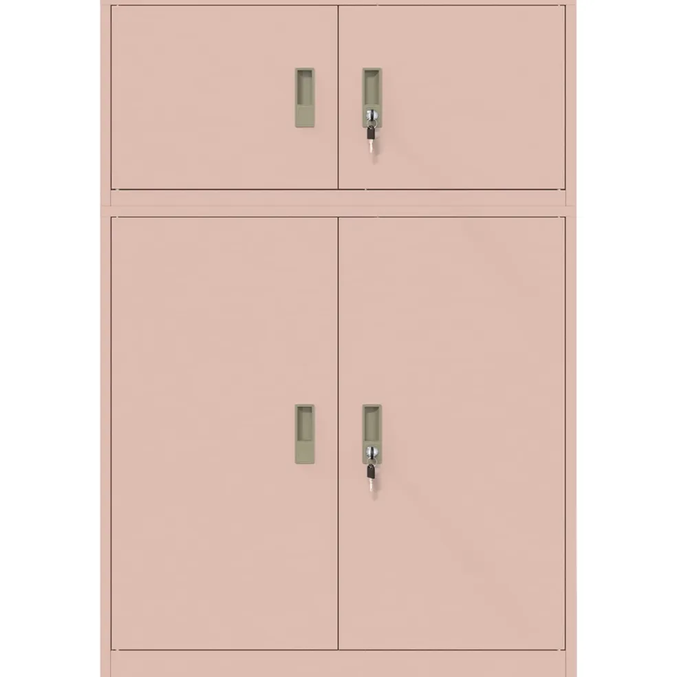 vidaXL Opbergkast 2 st Roze 90 x 40 x 130 cm Staal Vergrendelbaar