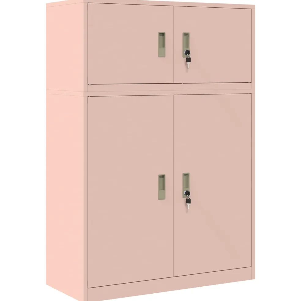 vidaXL Opbergkast 2 st Roze 90 x 40 x 130 cm Staal Vergrendelbaar