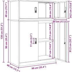 vidaXL Opbergkast 2 st Roze 90 x 40 x 130 cm Staal Vergrendelbaar