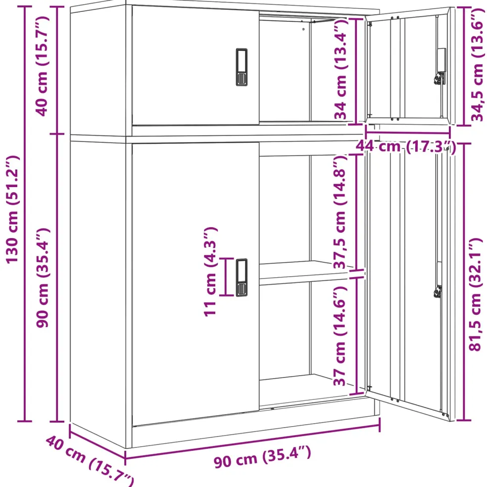 vidaXL Opbergkast 2 st Roze 90 x 40 x 130 cm Staal Vergrendelbaar