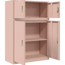 vidaXL Opbergkast 2 st Roze 90 x 40 x 130 cm Staal Vergrendelbaar