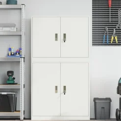 vidaXL Opbergkast 2 st Wit 90 x 40 x 160 cm Staal Vergrendelbaar