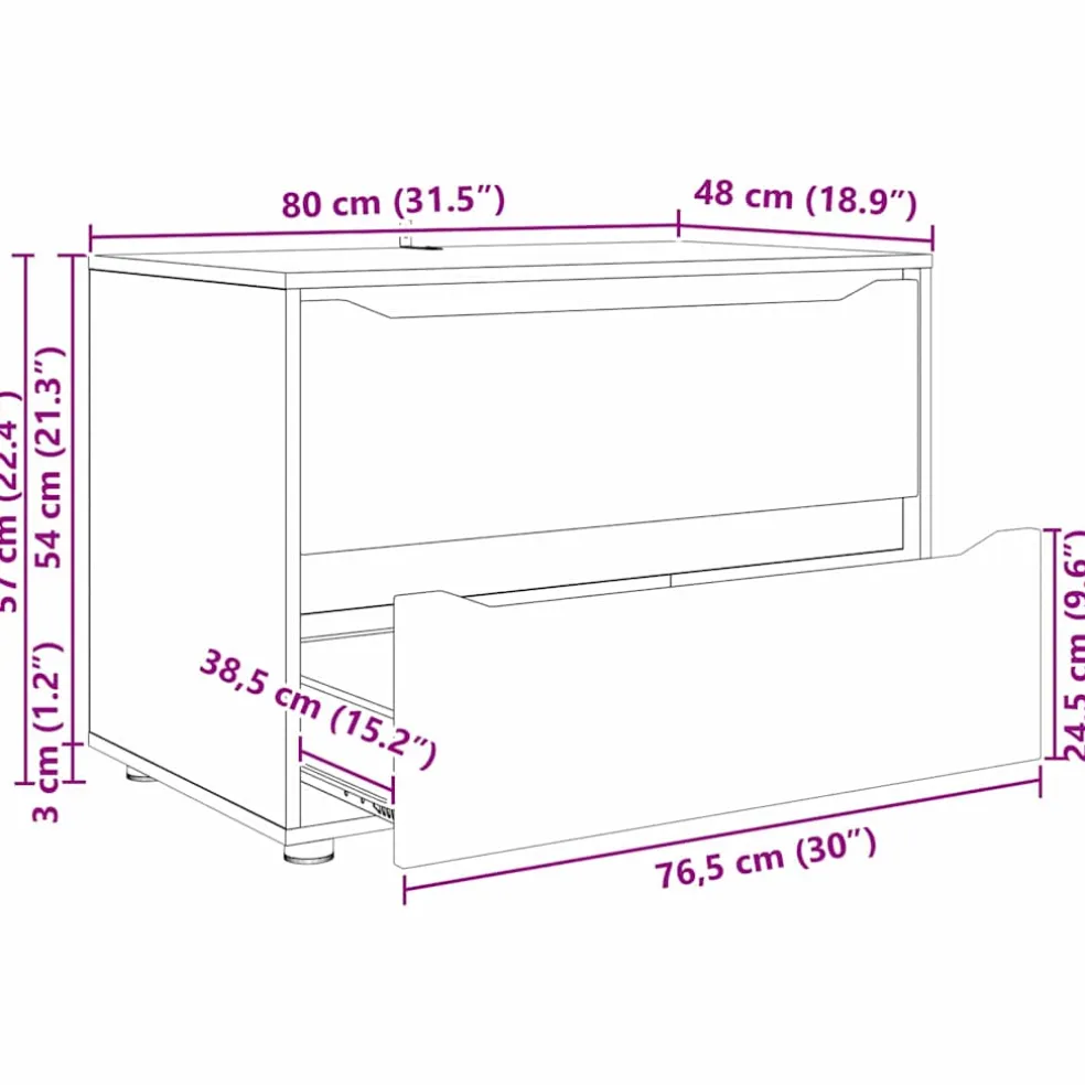 vidaXL Opbergkast 80 x 48 x 57 cm Bewerkt hout Wit