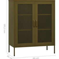 vidaXL Opbergkast 80x35x101,5 cm staal olijfgroen