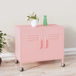 vidaXL Opbergkast 60x35x56 cm staal roze
