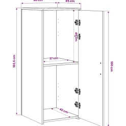 vidaXL Opbergkast zwart 40x45x103,5 cm bewerkt hout
