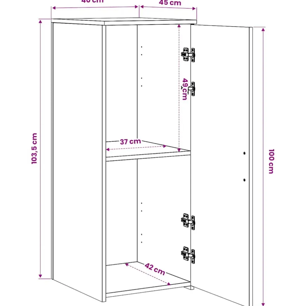 vidaXL Opbergkast zwart 40x45x103,5 cm bewerkt hout