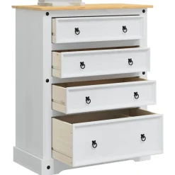 vidaXL Opbergkisten Corona Wit 92 x 48 x 114 cm Massief Vurenhout