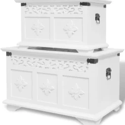 vidaXL Opbergkisten set wit 2 st