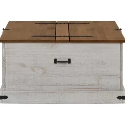 vidaXL Opbergkist HALDEN wit 91x91x47 cm massief grenenhout