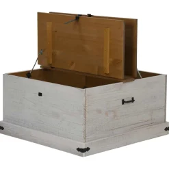vidaXL Opbergkist HALDEN wit 91x91x47 cm massief grenenhout