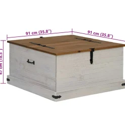 vidaXL Opbergkist HALDEN wit 91x91x47 cm massief grenenhout